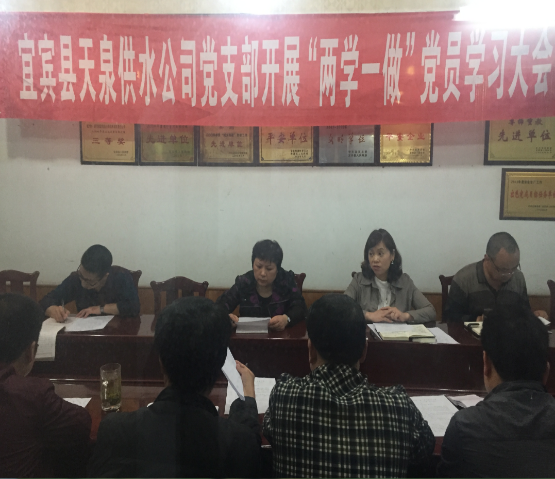 天泉供水公司黨支部開(kāi)展“兩學(xué)一做”黨員學(xué)習(xí)大會(huì)
